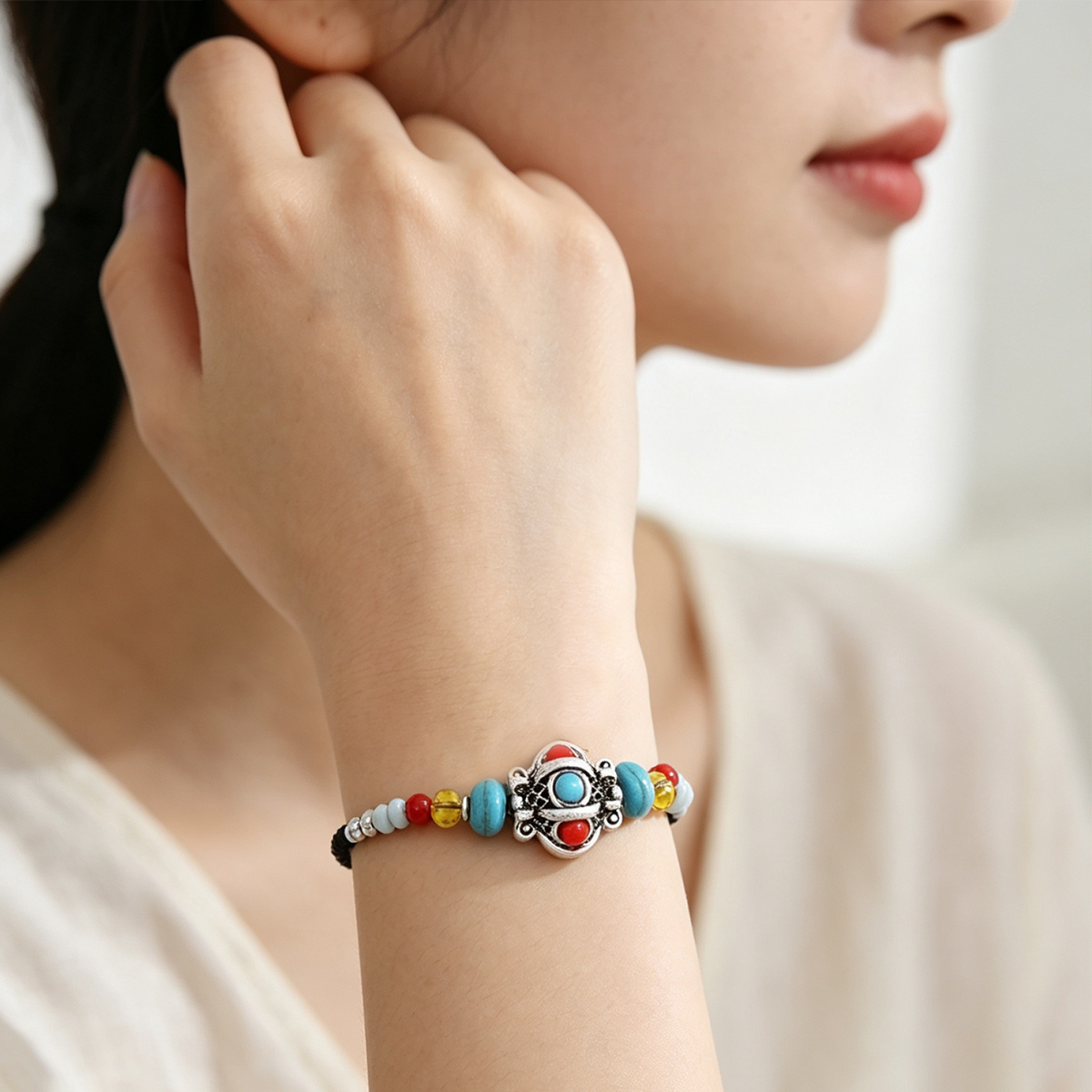 Women Accessories Nepal - Etniczna, ręcznie tkana bransoletka z liny