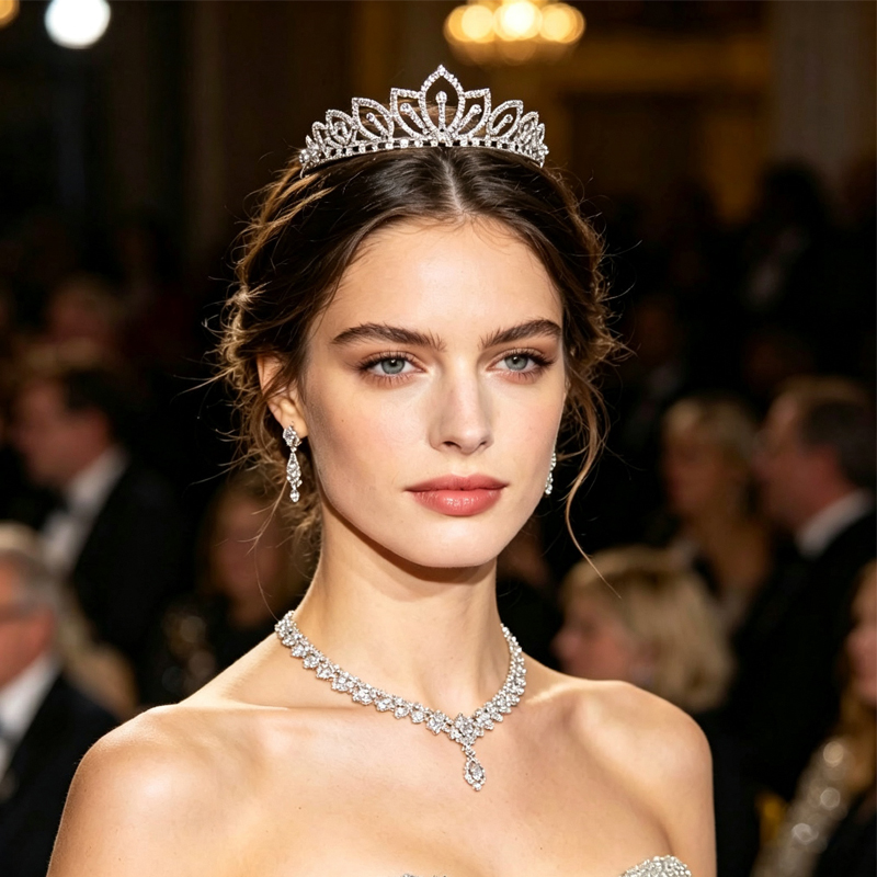 Srebrna Korona z Błyszczącymi  – Women Accessories Gift recenzja i cena